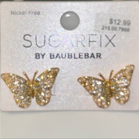 Earrings Shimmery Butterflies, Sugar Fix by Bauble Bar, Nickel Free - Picture 4 of 12